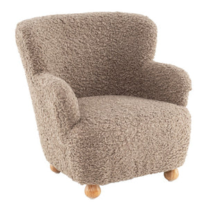 Sherpa Kids Sofa Comfy Toddler Armchair with Solid Rubber Wood Legs-Rustic Brown