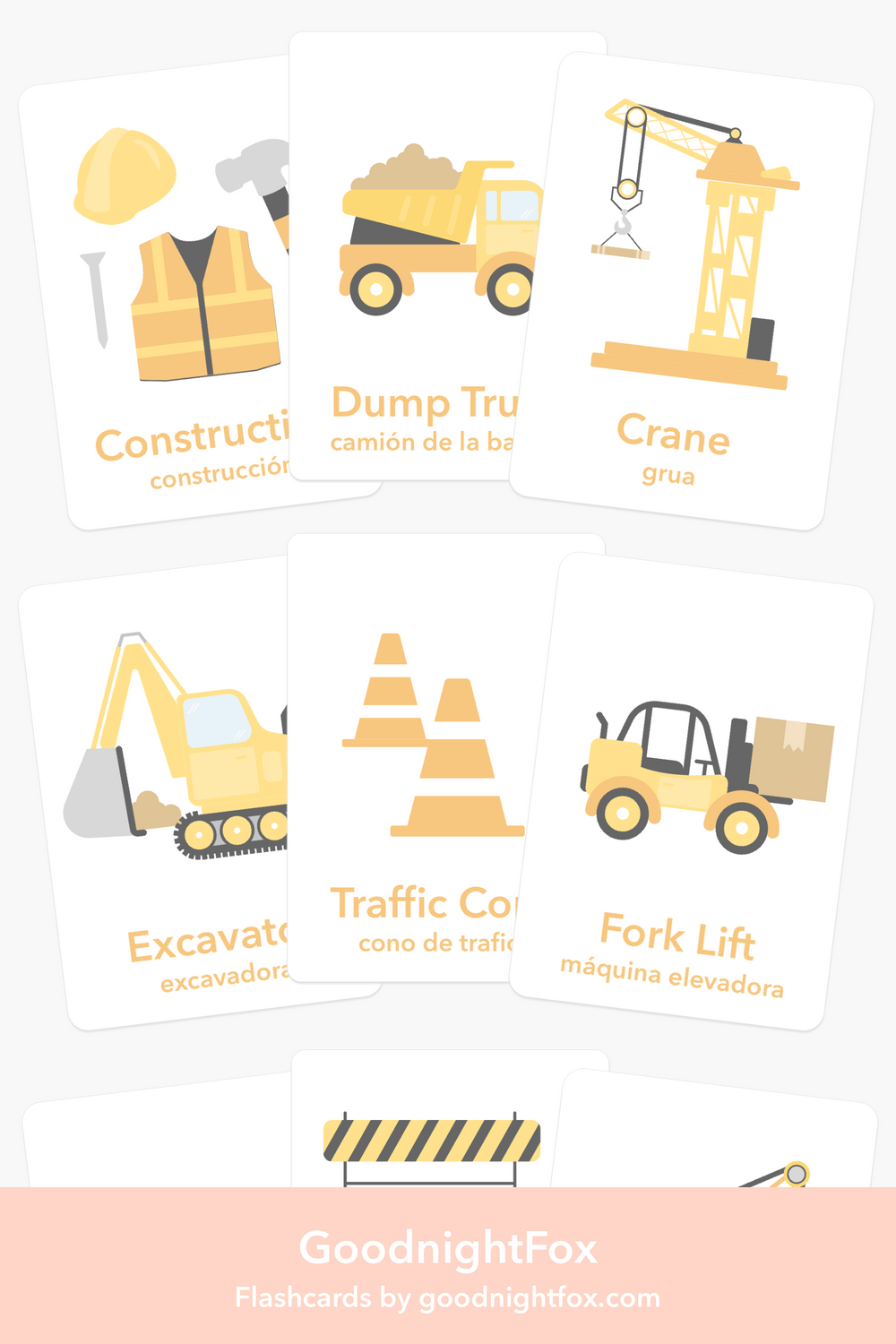 Colorful construction flashcards for babies, promoting early learning and sensory play.