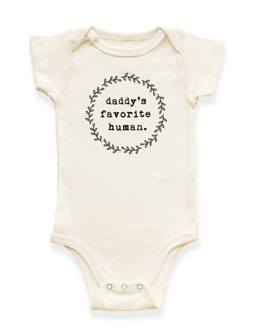 Daddy's Favorite Human Organic Baby Bodysuit - Short Sleeve, soft and stylish for your little one.