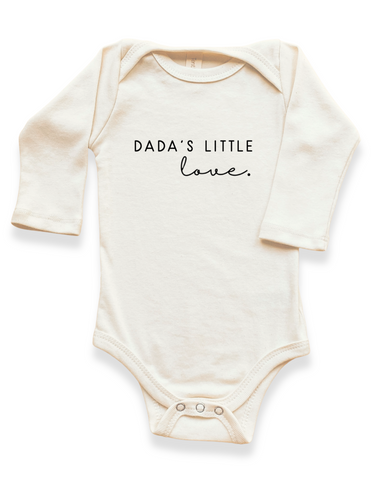 Dada's Little Love Organic Long Sleeve Bodysuit for babies, soft and stylish, perfect for everyday wear.