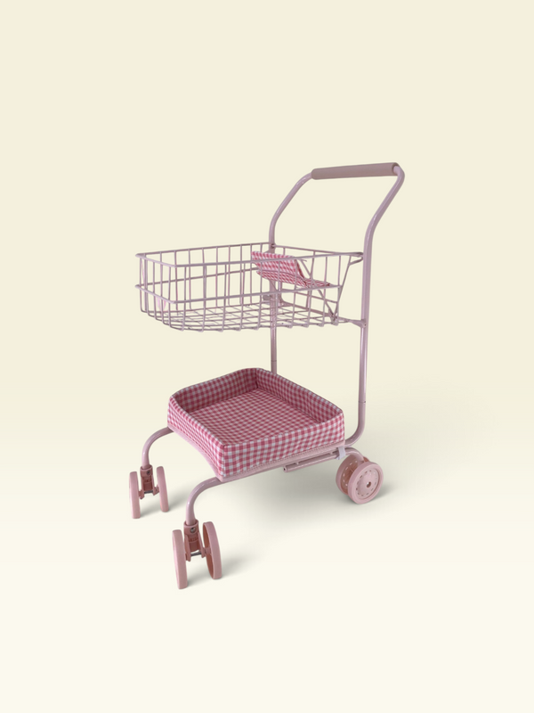 Toy Shopping Cart - Bubblegum Gingham
