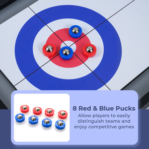 Shuffleboard and Curling 2 in 1 Board Game Portable 2-Sided Tabletop Shuffle Board Game