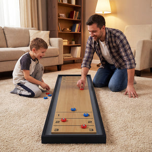 Shuffleboard and Curling 2 in 1 Board Game Portable 2-Sided Tabletop Shuffle Board Game