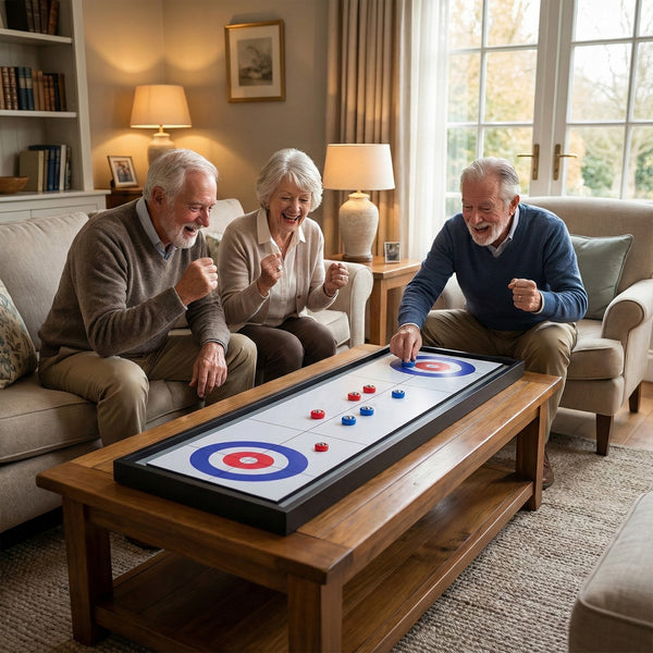 Shuffleboard and Curling 2 in 1 Board Game Portable 2-Sided Tabletop Shuffle Board Game