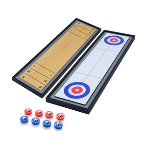 Shuffleboard and Curling 2 in 1 Board Game Portable 2-Sided Tabletop Shuffle Board Game