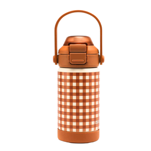 Sip + Chug 2 in 1 Thermo Water Bottle 12 oz. in Sienna Gingham pattern, perfect for babies and toddlers.