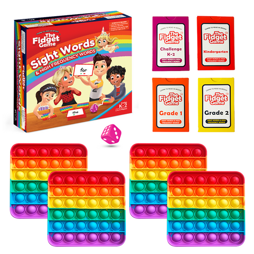 "The Fidget Game: Sight Words Edition for nursery decor, engaging baby learning through fun and interactive play."