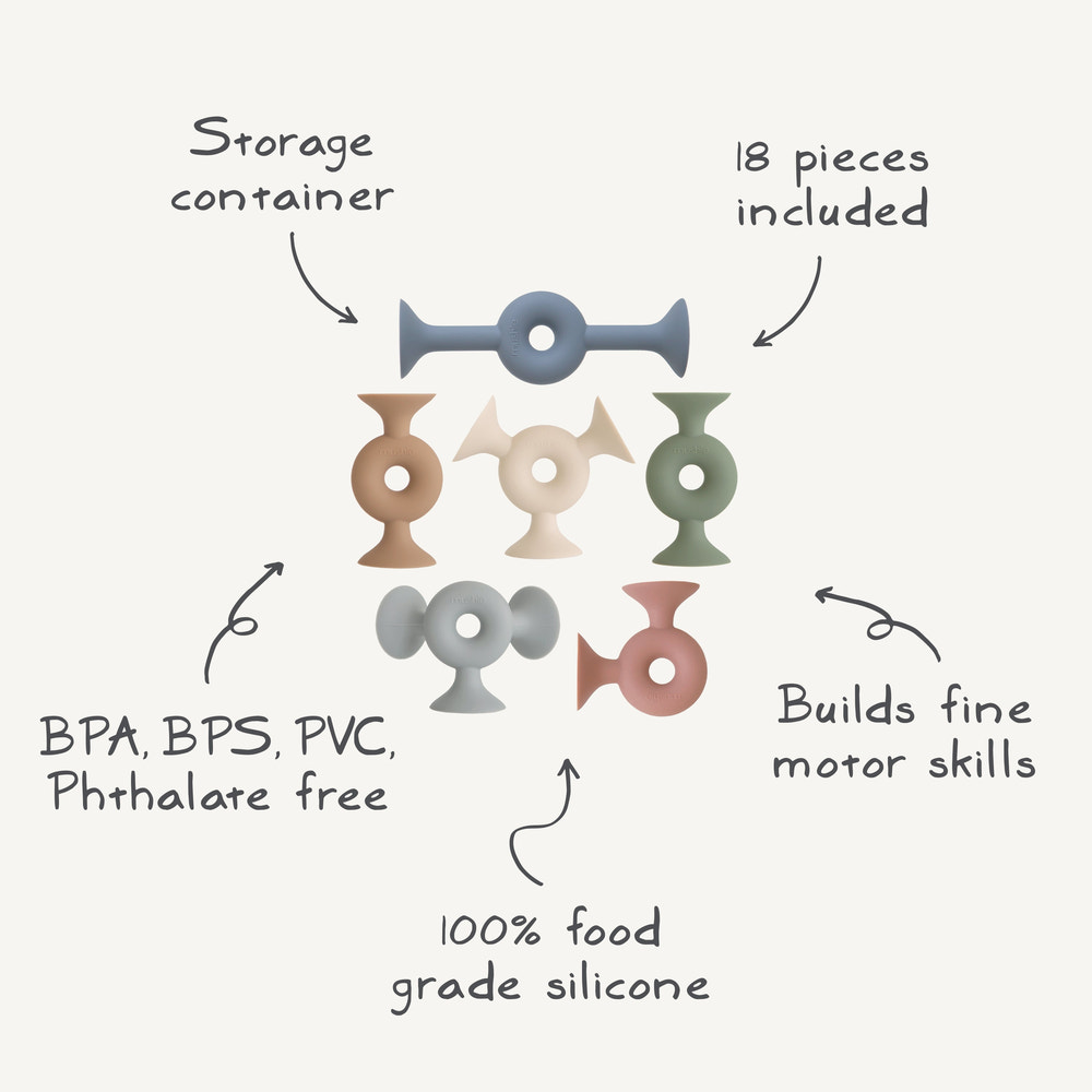 Donut Silicone Suction Builders - colorful bath toys for babies, promoting fun and safe playtime during bath time.