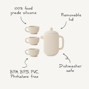 Silicone Tea Play Set for babies, colorful bath toy, perfect for imaginative water play and sensory fun.