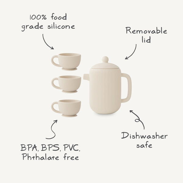 Silicone Tea Play Set for babies, colorful bath toy, perfect for imaginative water play and sensory fun.