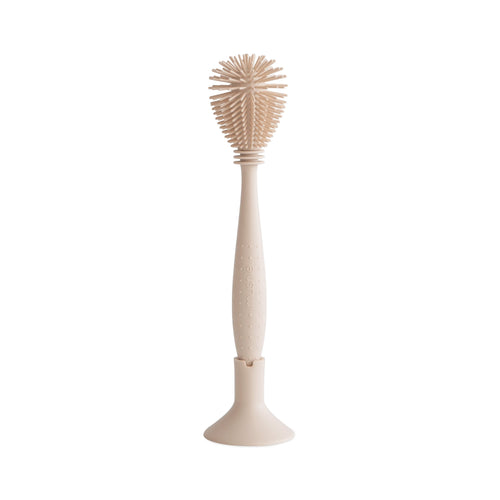 Silicone baby bottle brush for effective and gentle cleaning of baby bottles and accessories.