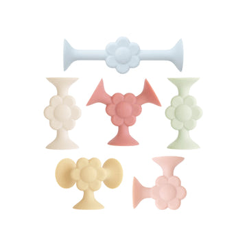 Mushie Silicone Suction Builders 18 Piece Bath Toys