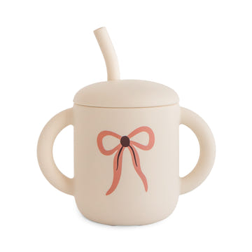 Mushie Silicone Training Cup with Removable Lid and Straw