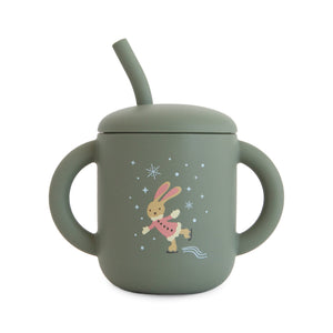 Mushie Silicone Training Cup with Removable Lid and Straw