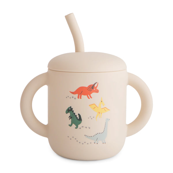 Mushie Silicone Training Cup with Removable Lid and Straw