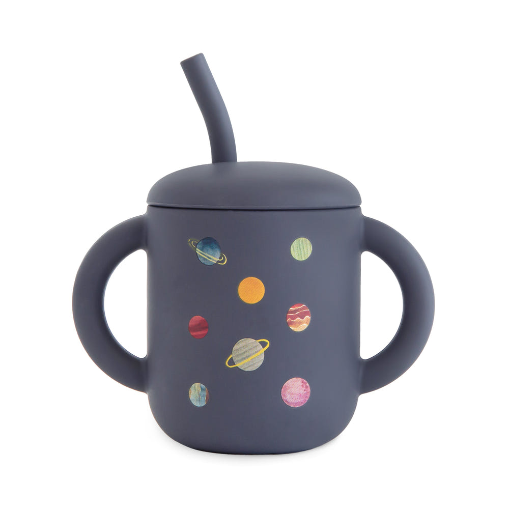 Mushie Silicone Training Cup with Removable Lid and Straw