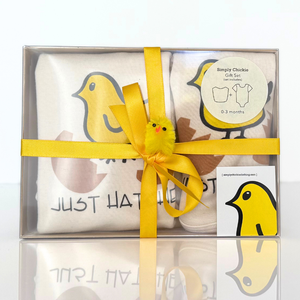 Just Hatched Organic Cotton Long Sleeve Romper, Hat & Blanket Gift Set