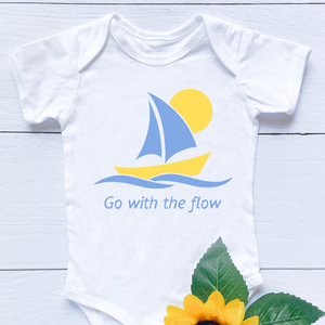 Go With The Flow Sailing Short Sleeve Romper & Hat Gift Set