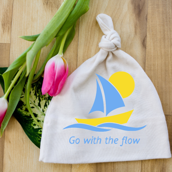 Go With The Flow Sailing Short Sleeve Romper & Hat Gift Set