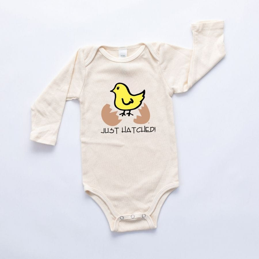 Just Hatched Organic Cotton Long Sleeve Romper, Hat & Blanket Gift Set