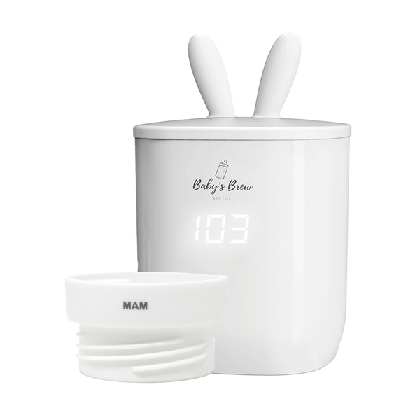 Portable bottle warmer with one adapter, shown from angle 3, perfect for on-the-go feeding.