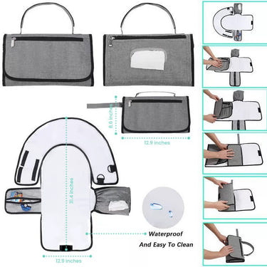 Portable Diaper Changing Pad with Clean Hands Barrier for convenient and hygienic diaper changes on-the-go.
