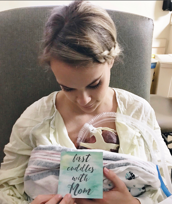 Boy Preemie Three Little Tots NICU Milestone Cards in Plastic