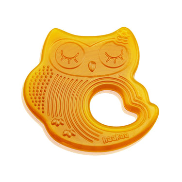 Haakaa Sleeping Owl Natural Rubber Teether - safe, soft, and soothing for babies' gums. Perfect for teething relief.