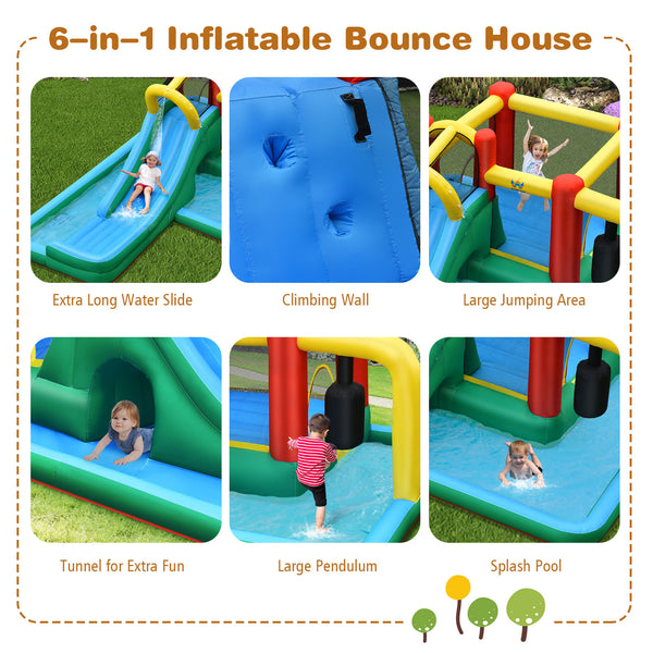 Inflatable Water Slide with Splash Pool Water Park and 680W Blower
