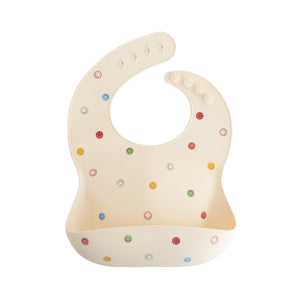 Mushie Silicone Baby Bib Adjustable Neck Strap Deep Pocket