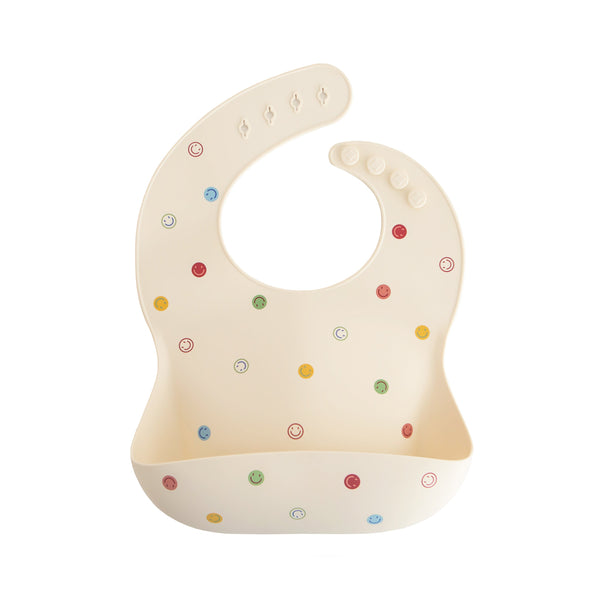 Mushie Silicone Baby Bib Adjustable Neck Strap Deep Pocket