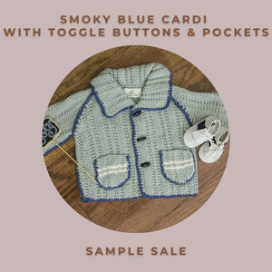 Smoky Blue Cardi with Toggle Buttons & Pockets