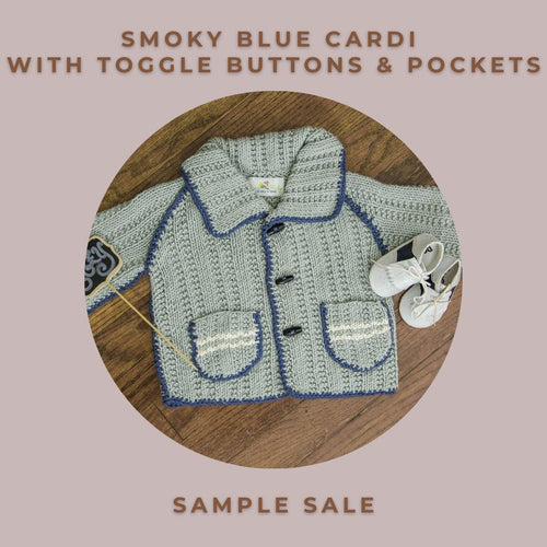 Smoky Blue Cardi with Toggle Buttons & Pockets