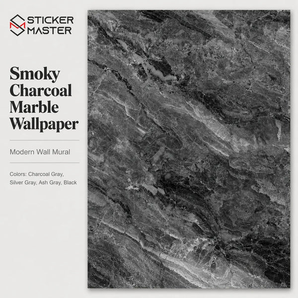Smoky Charcoal Marble Wallpaper by Sticker Master