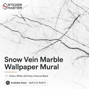 Snow Vein Marble Wallpaper | White Gray Marble Wall Mural Home Decor