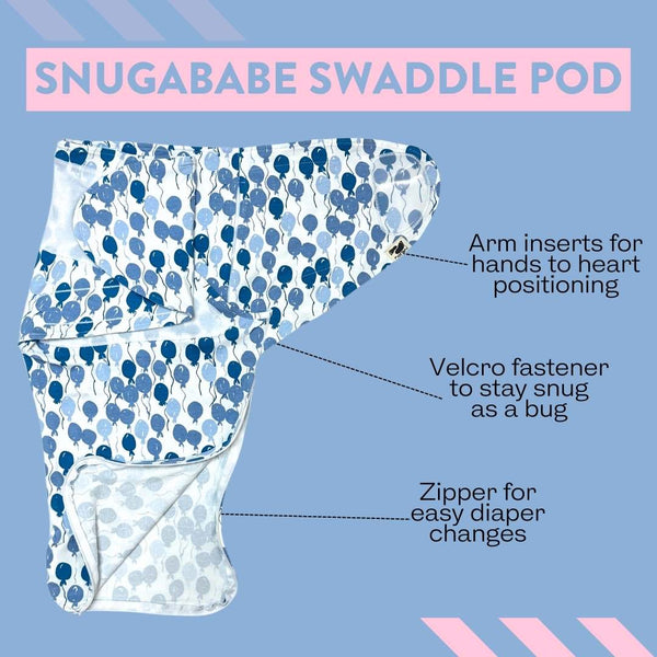 Snugababe Swaddle™ Sleep Pod - Blue Balloons