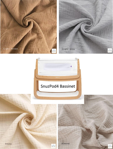SnuzPod 4 Bassinet Cradle Custom Made Fitted Sheet - Organic Cotton Gauze - MOOGCO Baby