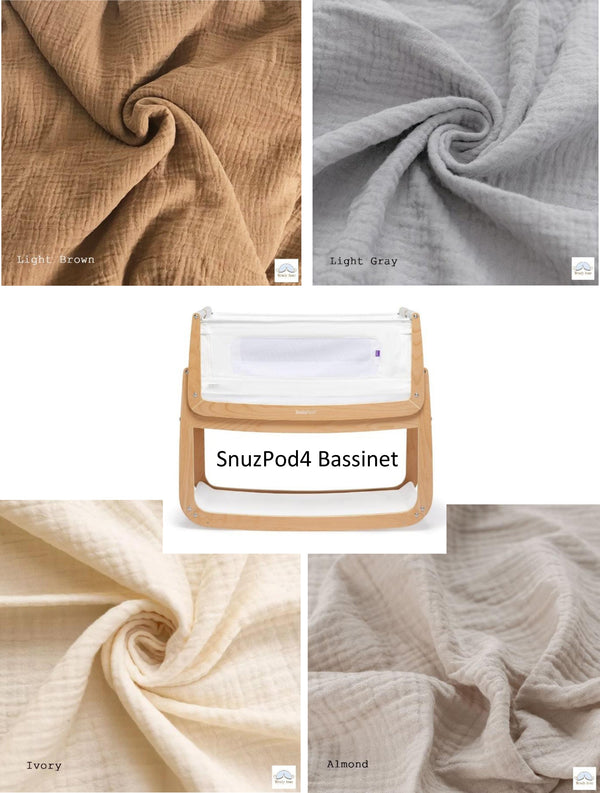 SnuzPod 4 Bassinet Cradle Custom Made Fitted Sheet - Organic Cotton Gauze - MOOGCO Baby
