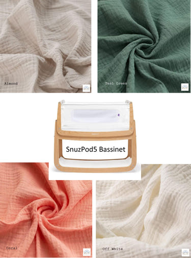 SnuzPod 5 Bassinet Cradle Custom Made Fitted Sheet - Organic Cotton Gauze