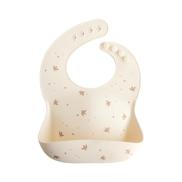 Mushie Silicone Baby Bib Adjustable Neck Strap Deep Pocket