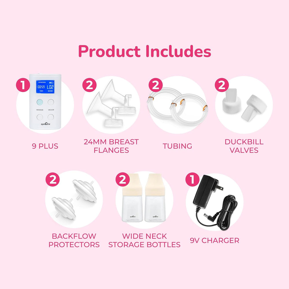 Spectra S9 Plus Portable Electric Breast Pump - Compact, rechargeable design for convenient breastfeeding on-the-go.