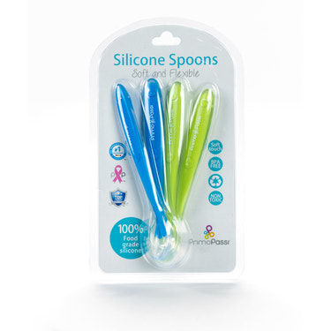 Primo Passi Silicone Spoon 4PK in Blue & Green