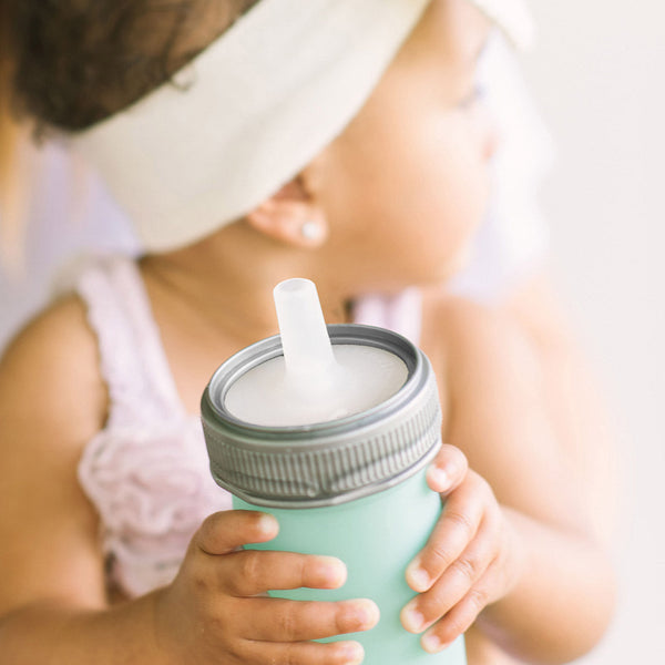 Silicone squeeze pouch for babies, perfect for easy feeding and mess-free meals, shown from angle 3.