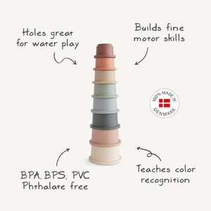 Mushie Stacking Cups Toy colorful round tower for baby play