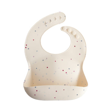 Mushie Silicone Baby Bib Adjustable Neck Strap Deep Pocket