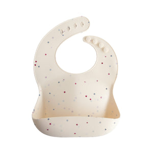 Mushie Silicone Baby Bib Adjustable Neck Strap Deep Pocket