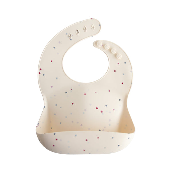 Mushie Silicone Baby Bib Adjustable Neck Strap Deep Pocket