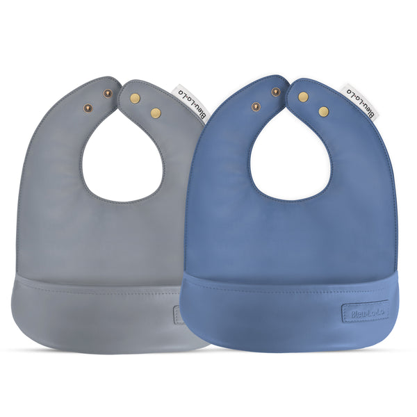 Classic - Set of Soft Vegan Leather Easy Clean Bibs 0-12 Months