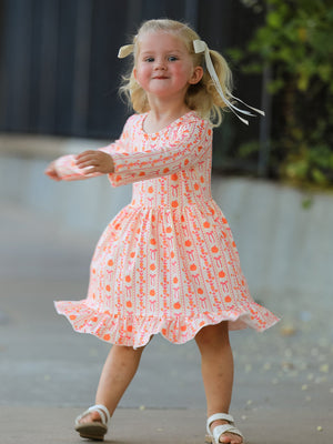 PREORDER Halloween Thanksgiving Pumpkin Bow Pocket Girls Dress