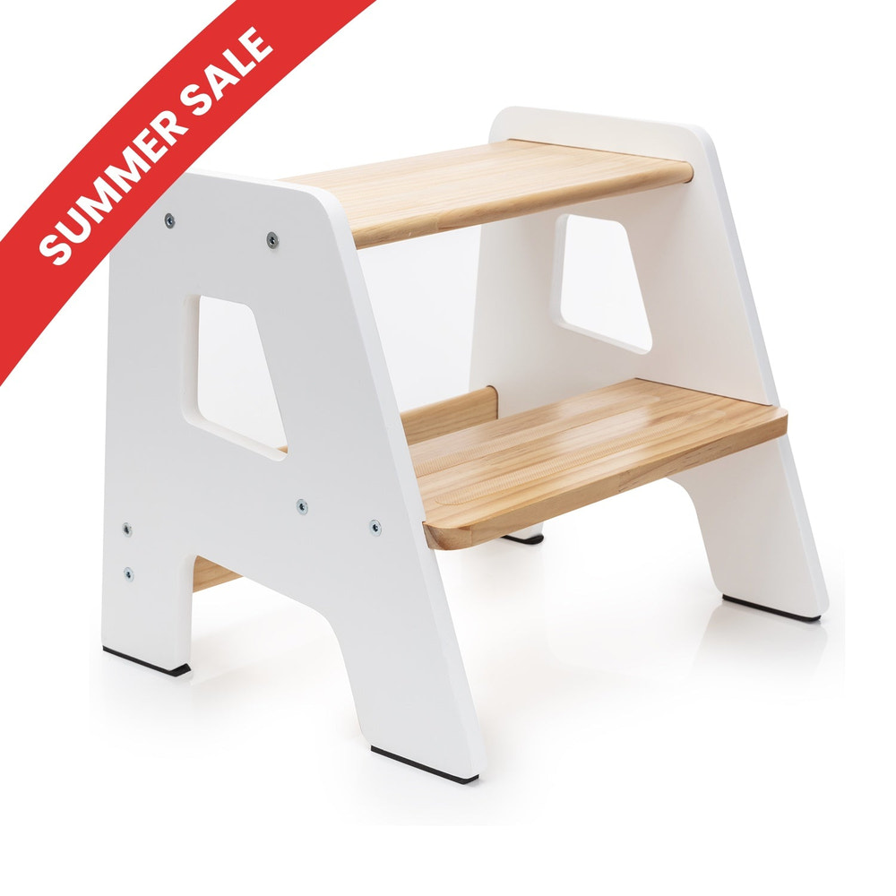 2-Step Wooden Stool for Toddlers(Step Stool for Children Ages 2+)